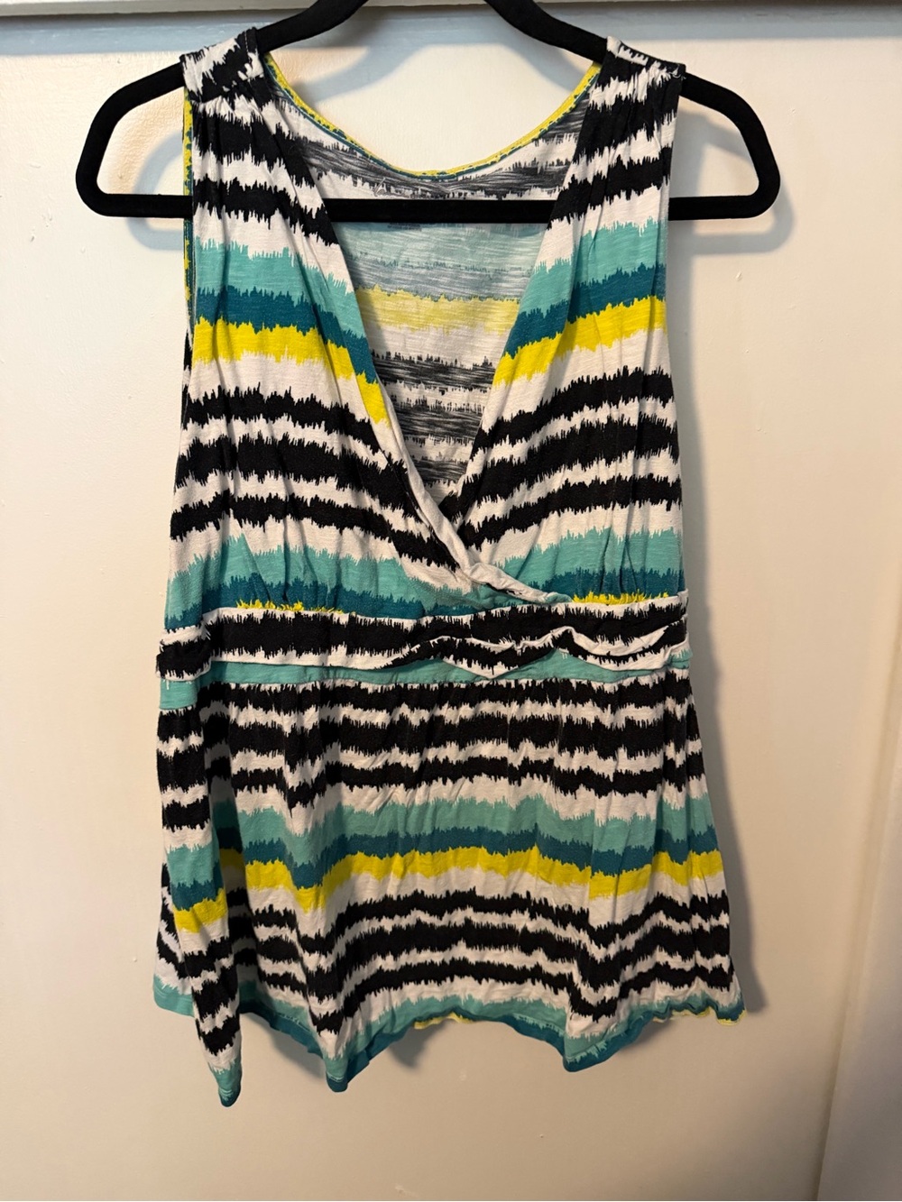 Lane Bryant Multicolor Striped Tank with Yellow Trim